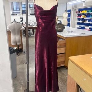 Onyx Nite 90s Satin Burgundy Evening Dress
